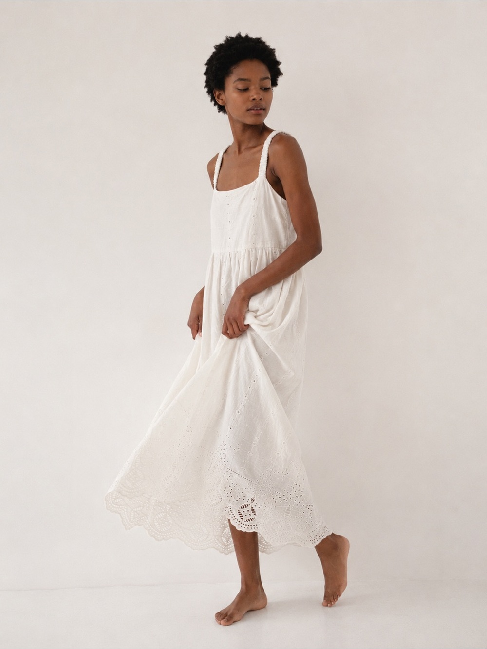 River Island White Eyelet Maxi Dress size 8